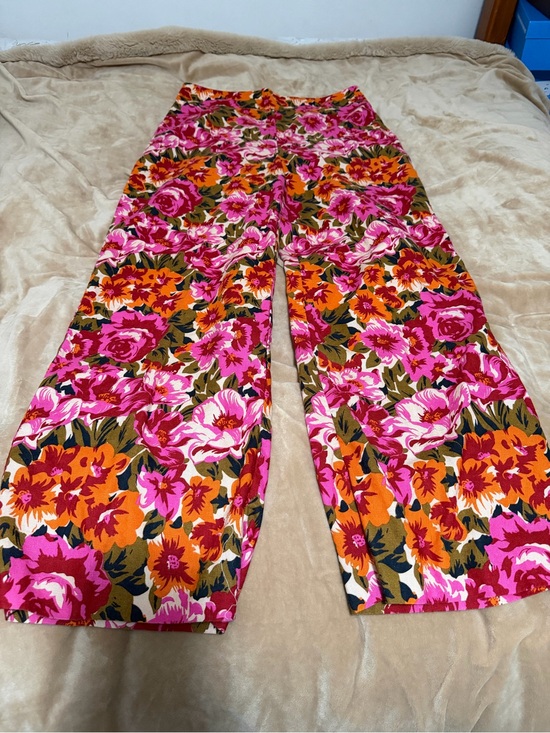 Sezane Pants - Sezane Wide Leg Linen Floral Pants in Pink, Orange, Olive Size 40/8
